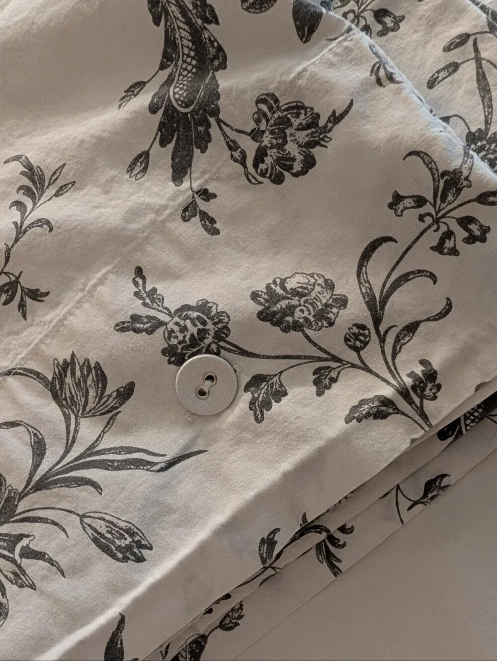 Two Standard IKEA Gray & White Floral Pillowcases